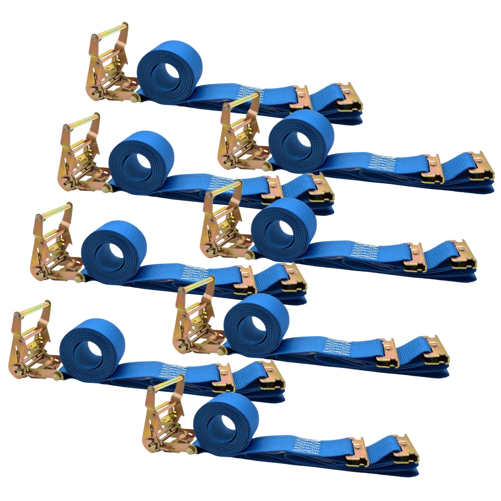 Renegrip E-Track Ratchet Straps 8 Pack - 2 Inch x 15 Ft - 4400lb Break Strength, 1500lb Working Load Limit - Heavy Duty Truck Trailer Tie Downs for Cargo, Motorcycle, Furniture